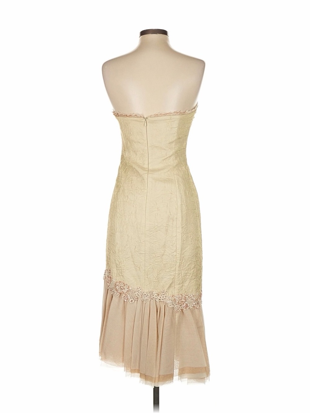 Laundry By Shelli Segal Strapless Beige Ruffled Bodice Dress - Picture 2 of 8
